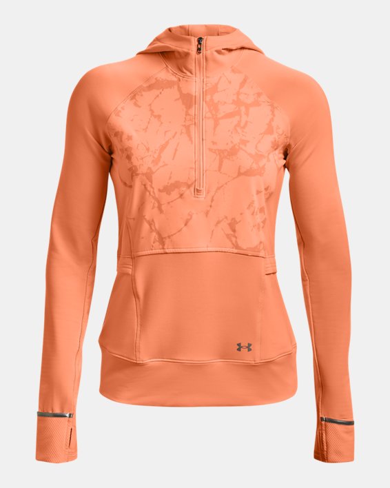 Women's UA OutRun The Cold Hooded ½ Zip, Orange, pdpMainDesktop image number 5